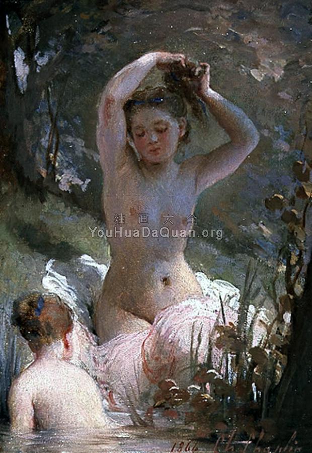 Two girls bathing - 查理·卓别林